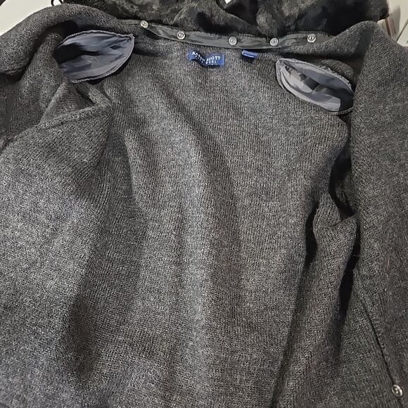 100%Wool Sweater Jacket Faux Fur SzLg Removable Collar Fuzzy Cozy Preppy Y2K NWT - Picture 16 of 16